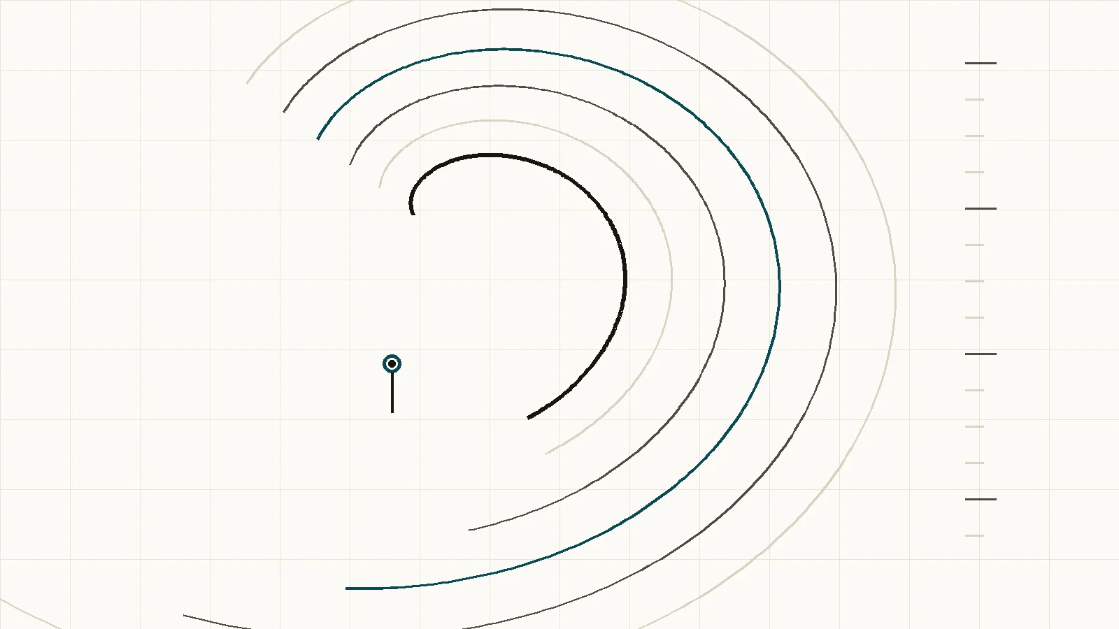 Illustrative sounding figure: nested depth contours curled around the Provincetown hook with a station tick.